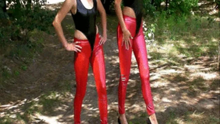 With Nikki in red Slinkystylez Leggins and black bodys