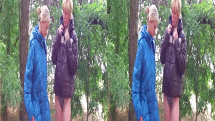 3D - 2 Girls cutting jackets outdoors