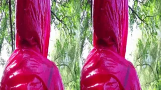 3D- Outdoors in red plastic lingerie and jacket