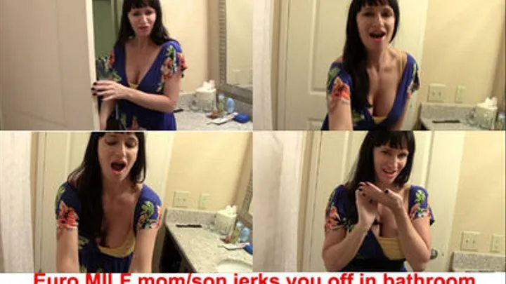 Angie Noir STEP-MOM jerks U off in bathroom pervy family!