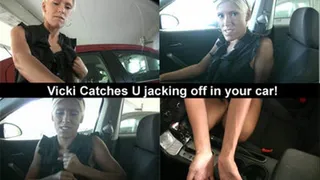 Vicki Busts U Jacking in Car & Watches