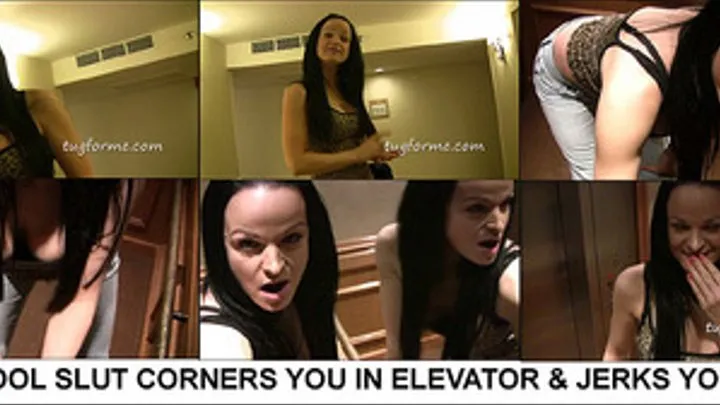 Janessa Jordan jerks you off in elevator, POV masturbation