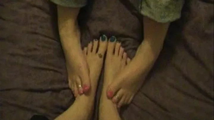 Abby & Chloe Comparing Painted Toes