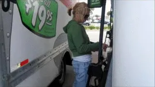 Dumb Blonde pedal pumps her UHAUL truck