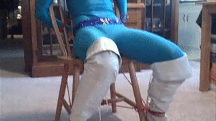 Spandex SuperHeroine Rope Bound + Tape Gagged