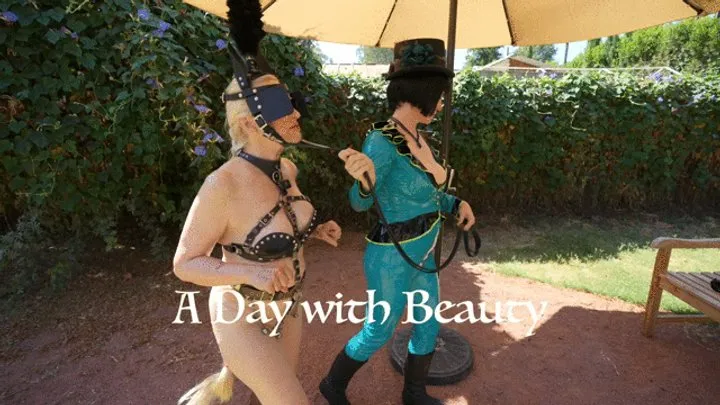 A Day with Beauty - Full Length - Ponygirl - Lesdom - Leather - Latex - BDSM - Cart Pull