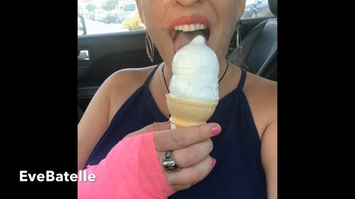 Ice Cream Cone Licking With Tongue Piercing