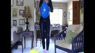 Catsuit Balloon Blowing With Puffy Cheeks