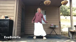 White Long Skirt Outdoor Splits Tease