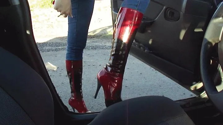 CAR DRIVING IN RED BOOTS (bd)