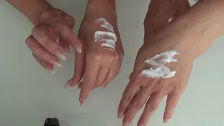 CREAM OF SPERM ON HANDS