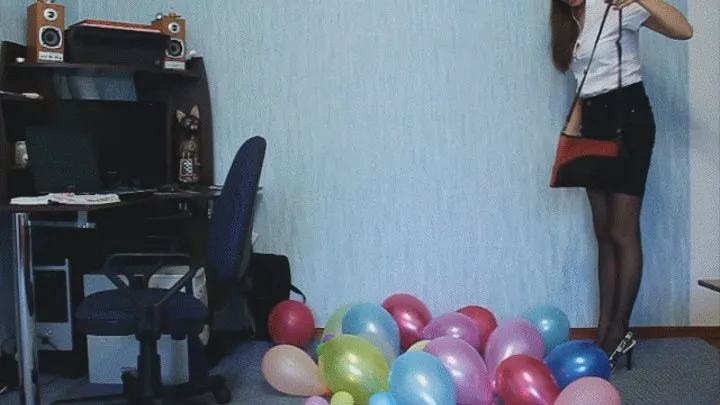 SECRETARY CLEAN OFFICE. BALLOONS TO POP (pd)