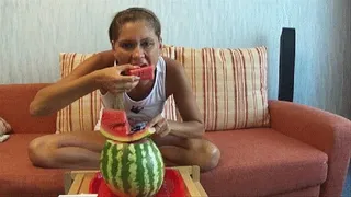 WATER-MELON JUICE FLOWS ON HANDS