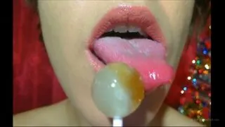 HD Tongue against lollipop