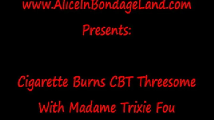 Cigarette Burn CBT FemDom Threesome - Sexy Smoking Sadists