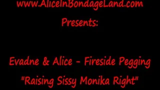 Fireside Pegging - Sissy Strap-On Threesome With Evadne and Monika