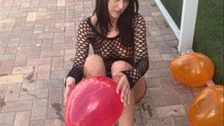 Balloon poping and foot tease