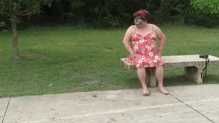 BBW subby gets spanking in the park from my friend for my dom since he is in lock down wearing mask like good girls