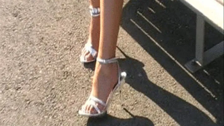 walk in silver high heels sandals