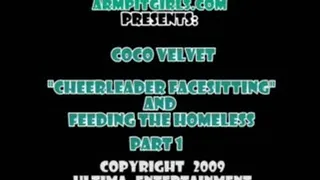 Coco Velvet - Cheerleader Facesitting and Feeding the Homeless Man - Facesitting and Pussy Eating - (Part 1 of 2) - WMV Format
