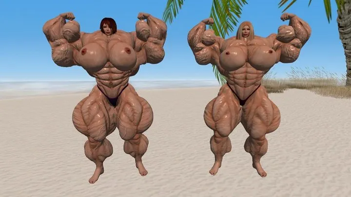 Muscular Friends On The Beach