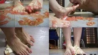 Squashed Foods Via Heels Eaten From Femdomme's Feet - Part 1 (Faster Download - ))