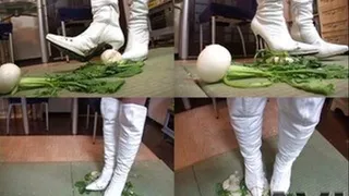 Food Squashing All Over! Boots Get Really Dirty! - Part 2 (Faster Download - ))