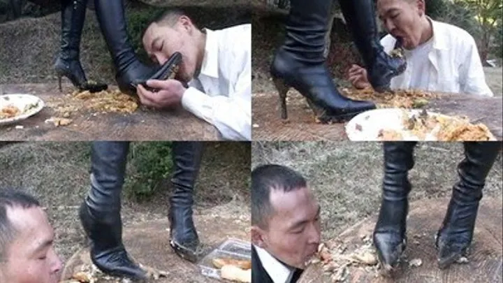 Hungry Man To Eat Through Femdomme's Dirty Boot Outdoor! - Full version ( - AVI Format)