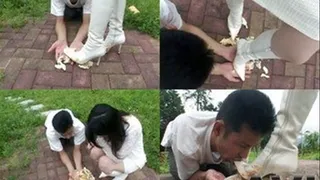 Outdoor Boot Domination and Food Squashing Humiliates Feeble Man - Full version (Faster Download - ))