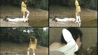 Domina beats man with her boots by the shore! - Part 1 ( - AVI Format)