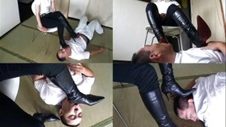 After getting beaten by domme's boots, man still worships it - Full version (Faster Download - )