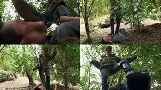 Slave is bound to roll down the hill as domina continues to beat him up - Part 2 ( - AVI Format)