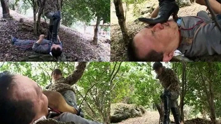 Slave is bound to roll down the hill as domina continues to beat him up - Full version ( - AVI Format)