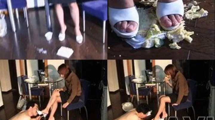 Mistress uses her heels to mash slave's food and her foot to feed him - Part 1 (Faster Download - )