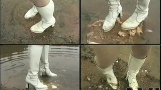 Domme wants to get her white leather boots dirty in mud! - Full version (Faster Download - )