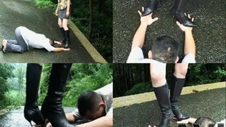 Man got his hands in pain as domina steps her heeled boots on it - Full version (Faster Download - )