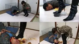 Domme crushes fruits right on man's mouth - Full version ( - AVI Format)