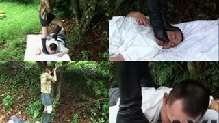 Man is resting in the woods when a domina stood right on his back - Part 2 (Faster Download - )