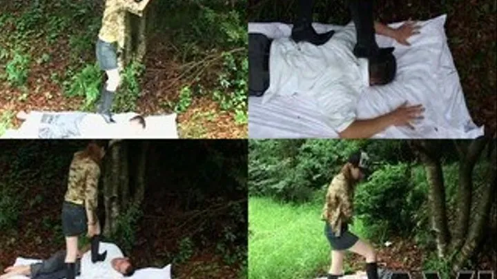 Man is resting in the woods when a domina stood right on his back - Part 1 (Faster Download - )