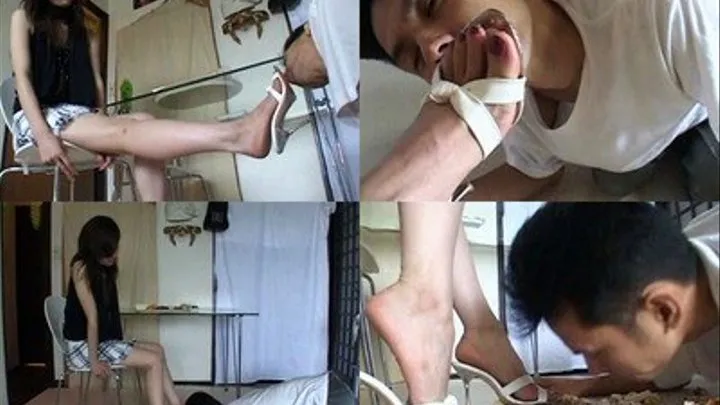 Slave serves domina some food only to be fed to him... by heels! - Part 2 ( - AVI Format)