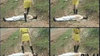 Man lies on the muddy ground as domina walks over his body - Full version (Faster Download - ))