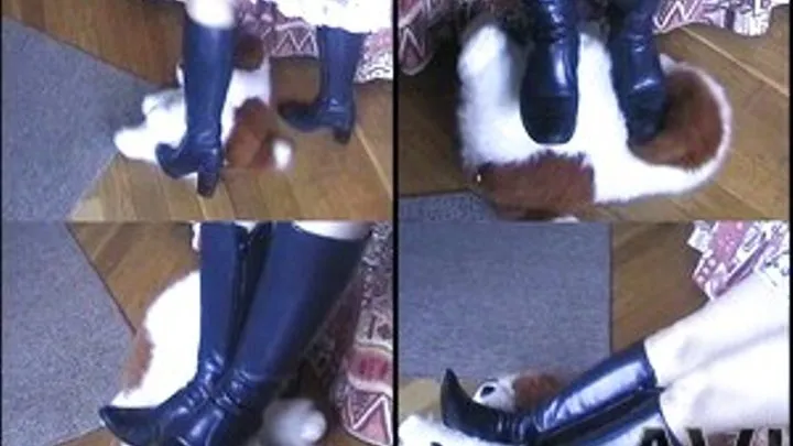 Poor stuffed toy is beaten and crushed as domme in boots steps on it - Part 2 (Faster Download - ))