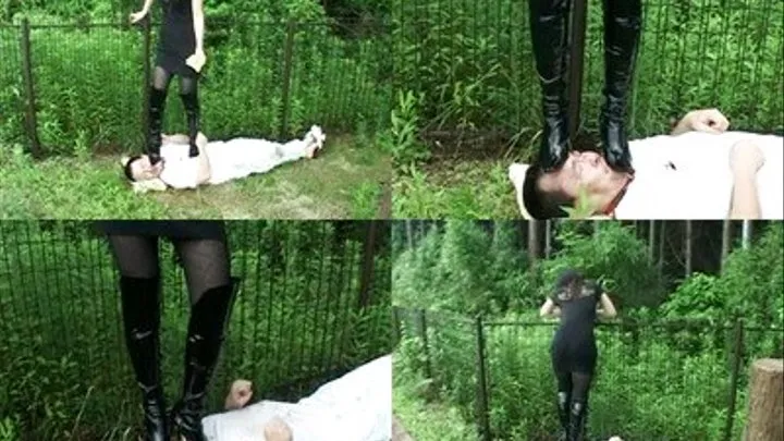 Mistress doesn't care about stepping on the man as long as her boots are clean - Full version ( - AVI Format)