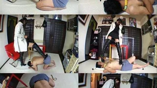 Human Slave Punished by Dominatrix with Boots and Feet!