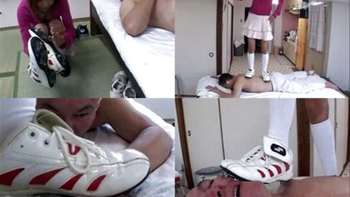 Domina wears her dirty sneakers and steps on man's entire body - Part 1 ( - AVI Format)