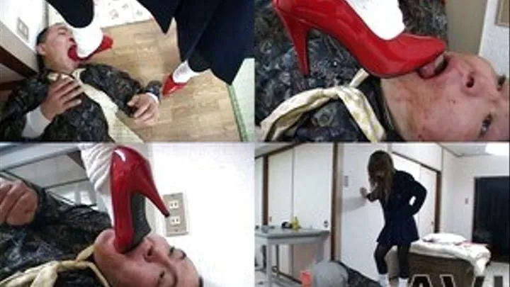 Red stiletto heels are placed inside man's mouth - Part 4 (Faster Download - ))