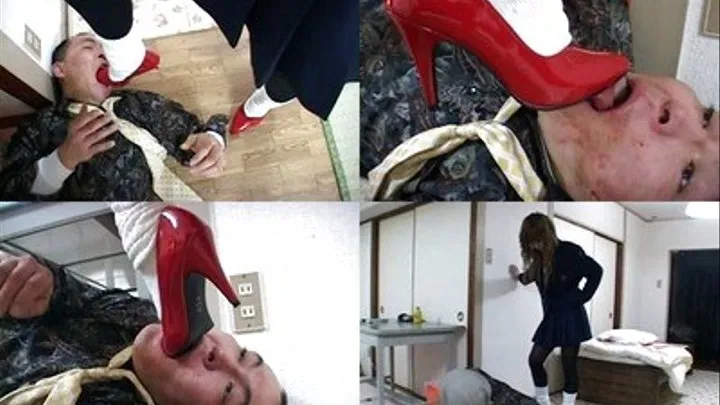 Red stiletto heels are placed inside man's mouth - Part 4 ( - AVI Format)