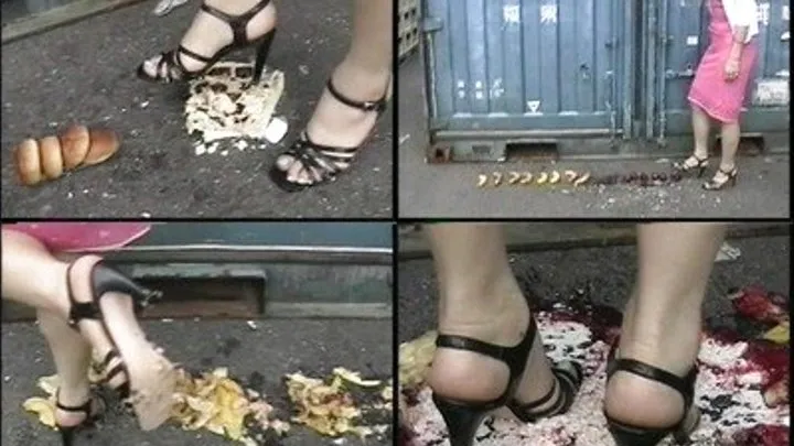 Domina lines up food on the ground and steps on it one by one - Full version ( - AVI Format)