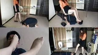 After worshipping her feet in hose, man got his face stepped on - Full version (Faster Download - ))