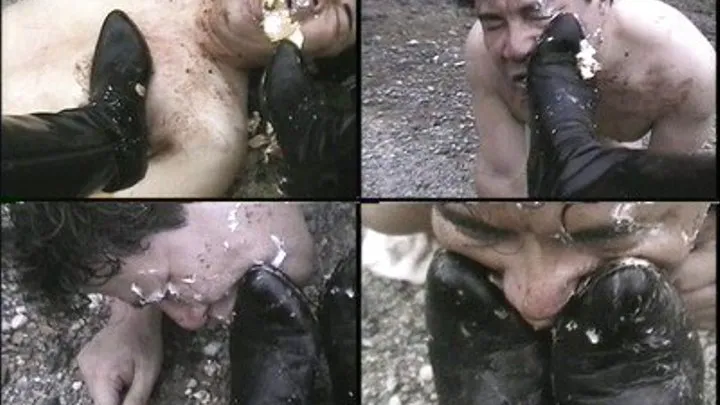 Food is stuffed inside man's mouth using domme's dirty boots - Full version ( - AVI Format)